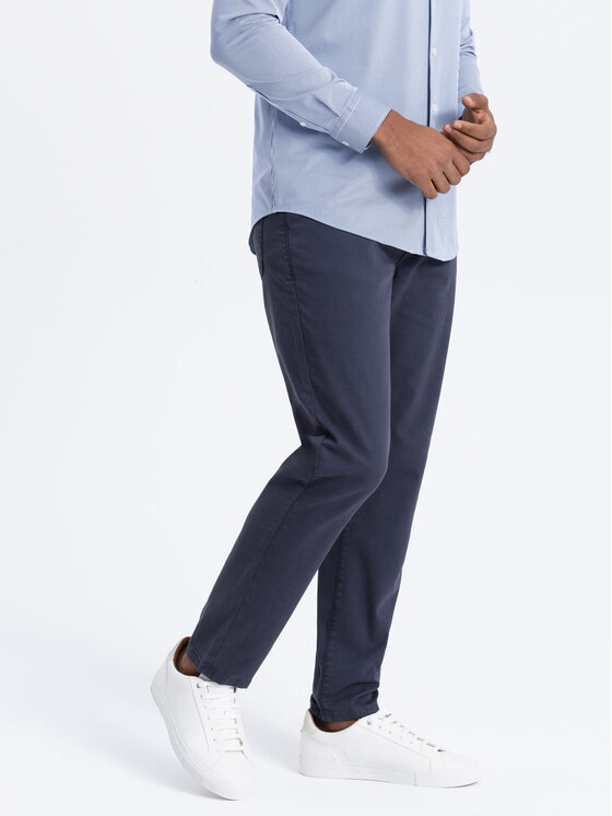 Ombre Ombre Spodnie materiałowe OM-PACP-0151 Granatowy Fitting Fit