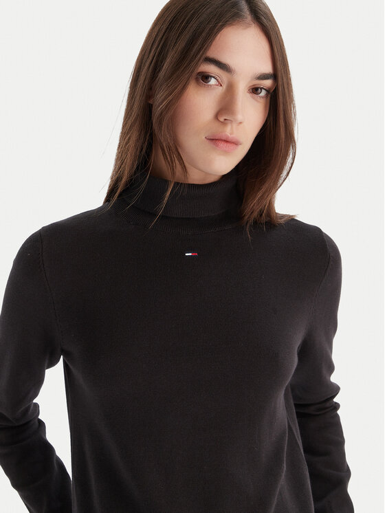 Tommy Jeans Tommy Jeans Rollkragenpullover Essential DW0DW21672 Schwarz Regular Fit
