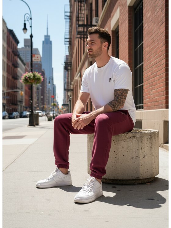 Good Luck Good Luck Spodnie dresowe Wygodne wiązane na co dzień 129935 Bordowy Regular Fit