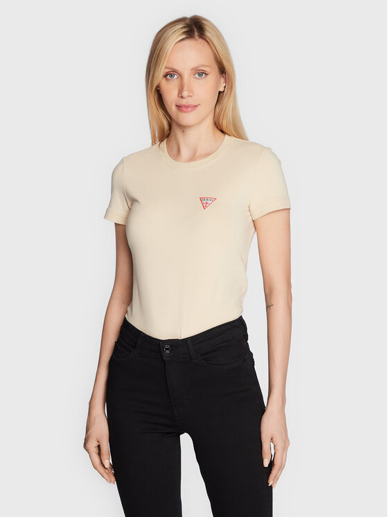 T-shirt Mini Triangle W2YI44 J1311 Beige Slim Fit
