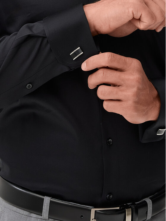 Evenemen Evenemen Koszula Punto S2. Saten Black Czarny Slim Fit