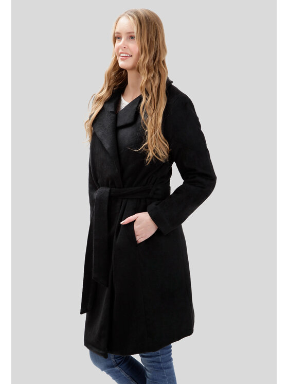 Perso Perso Kabát klasyczny wiązany Černá Regular Fit