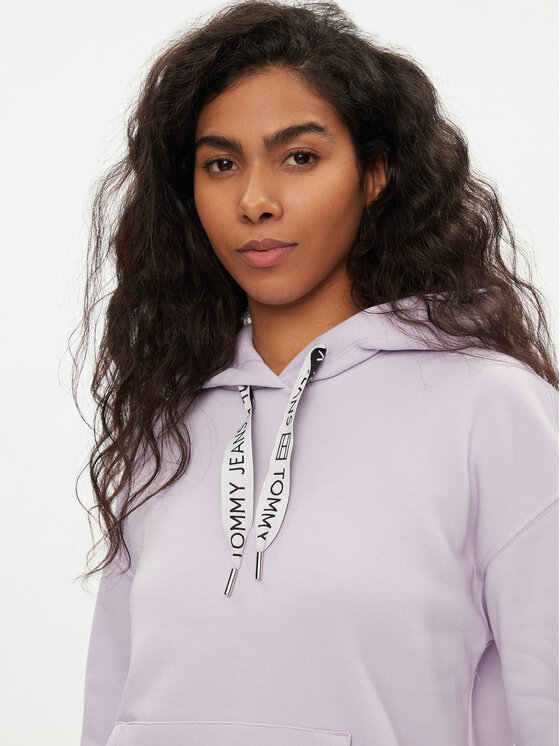 Tommy Jeans Tommy Jeans Bluza Logo Drawcord DW0DW17794 Fioletowy Boxy Fit