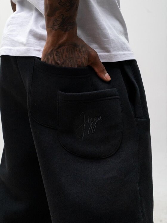 Jigga Wear Jigga Wear Spodnie dresowe Szerokie luźne korona bagy 131115 Czarny Baggy Fit