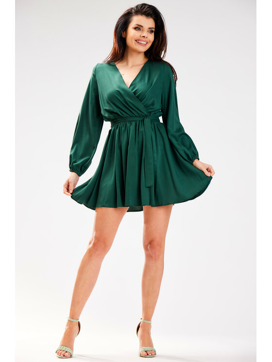 Awama Awama Sukienka letnia A577 Zielony Basic Fit