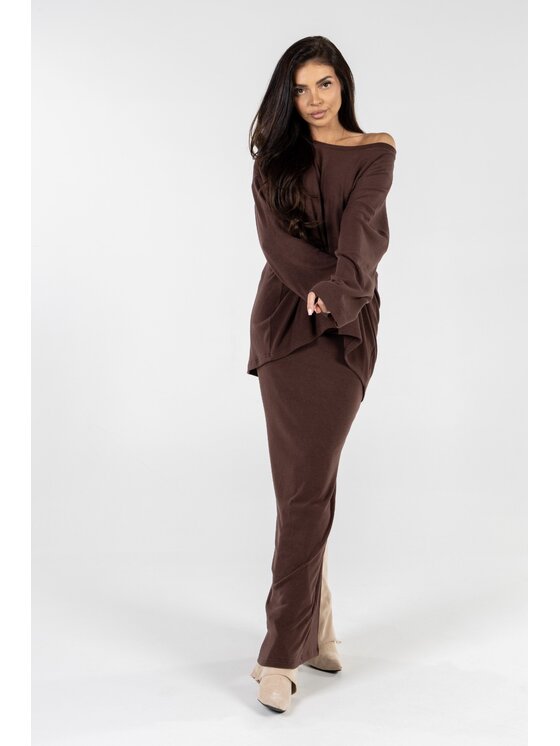 Agatha Studio Agatha Studio Komplet sweter i spódnica ołówkowa A26ZS-KS-K07 Brązowy Slim Fit