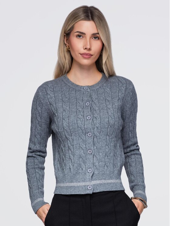 Ombre Ombre Sweter OW-SW-E0028 Szary Slim Fit