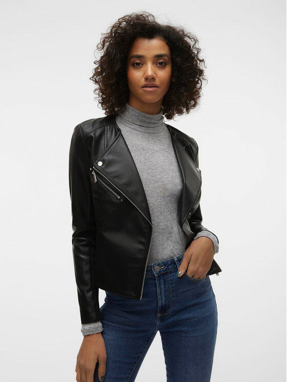 Vero Moda Vero Moda Bunda z imitácie kože Riley 10302441 Čierna Slim Fit