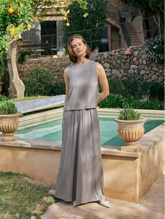 Kaffe Kaffe Pantaloni palazzo Allie 10508761 Grigio Relaxed Fit