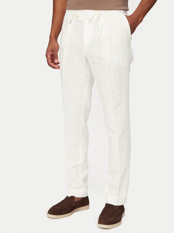 HUGO HUGO Bavlnené nohavice 50559695 Krémová Regular Fit