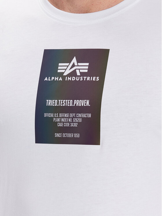 Alpha Industries T-shirt Rainbow Reflective Label T 126501RR Blanc Regular  Fit
