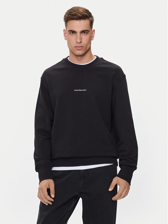 Calvin Klein Jeans Felpa City Grid Map J30J326790 Nero Regular Fit, taglia : XL