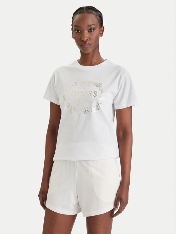 Guess Tricou E6GI00 I3Z14 Alb Regular Fit