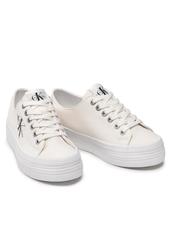Calvin Klein Jeans Calvin Klein Jeans Tenis superge Vulcanozed Flatform Laceup Co YW0YW00254 Bela
