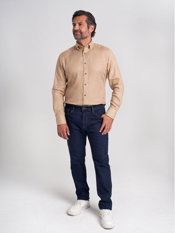 Willsoor Willsoor Koszula 43072sl Beżowy Slim Fit