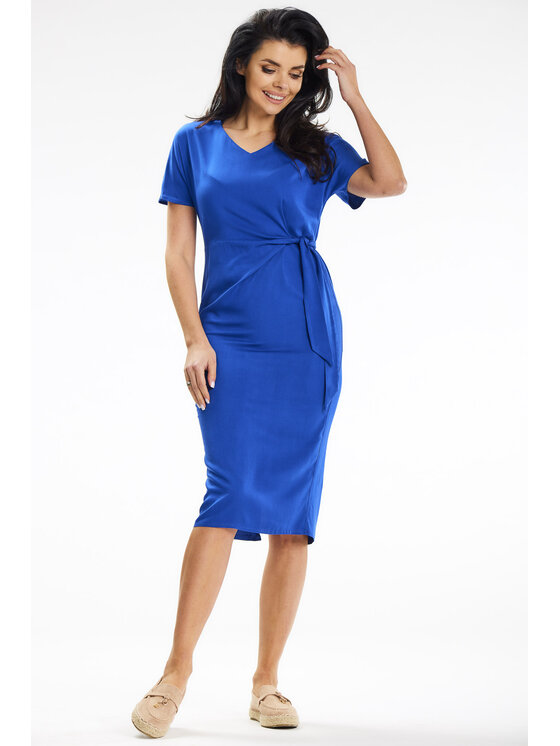 Awama Awama Sukienka letnia A641 Niebieski Basic Fit