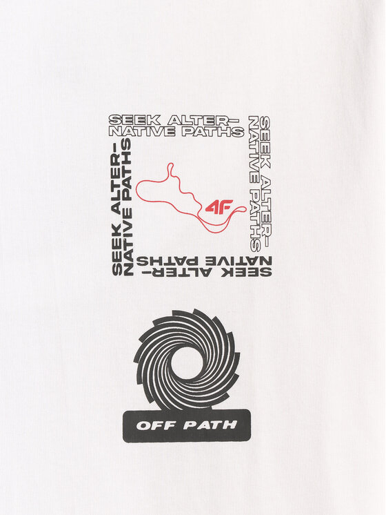 4F 4F T-Shirt WHEEL & WAVE Biały Regular Fit