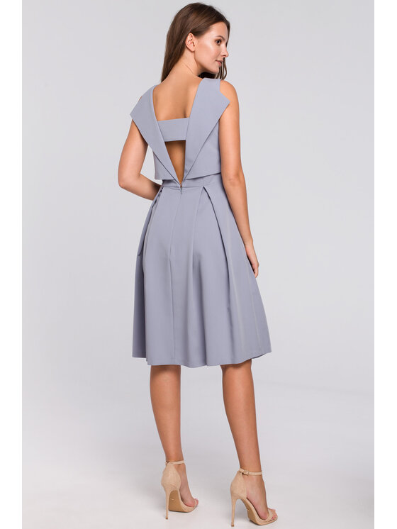 Makover Makover Elegantní šaty K005 Šedá Regular Fit