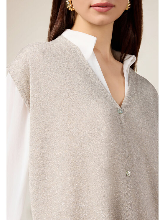 Oltre Oltre Cardigan M544E001923N002 Écru Regular Fit