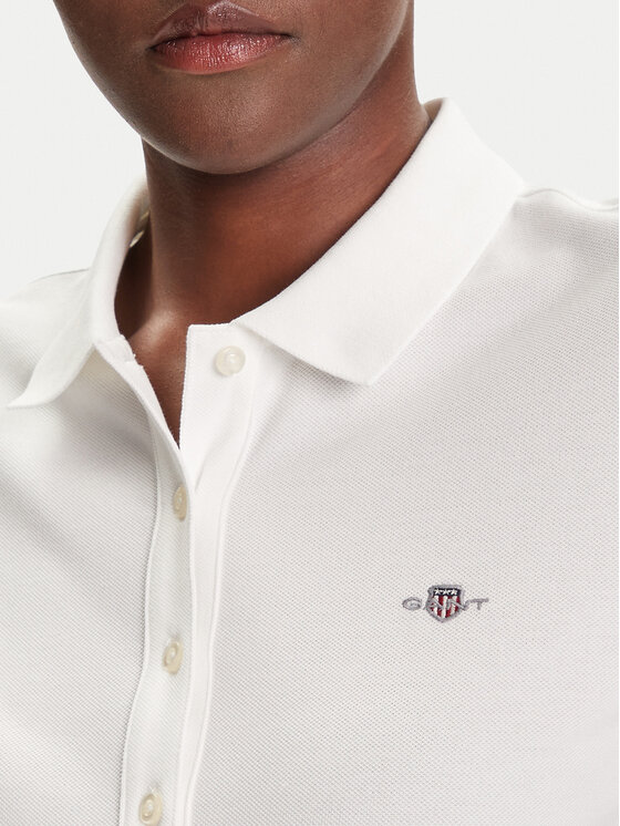 Gant Gant Тениска с яка и копчета Shield 4202231 Екрю Slim Fit