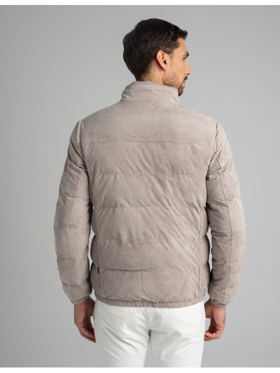 Borgio Borgio Kurtka skórzana CALVI Beżowy Classic Fit
