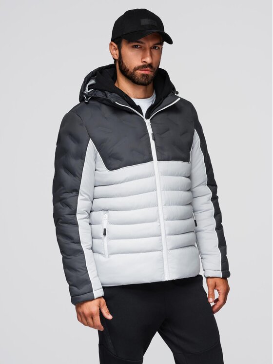 Ombre Ombre Kurtka zimowa OM-JALP-0206 Szary Active Fit