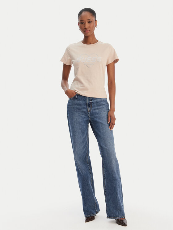 Guess Guess T-krekls V5GI10 K9RM1 Bēšs Regular Fit