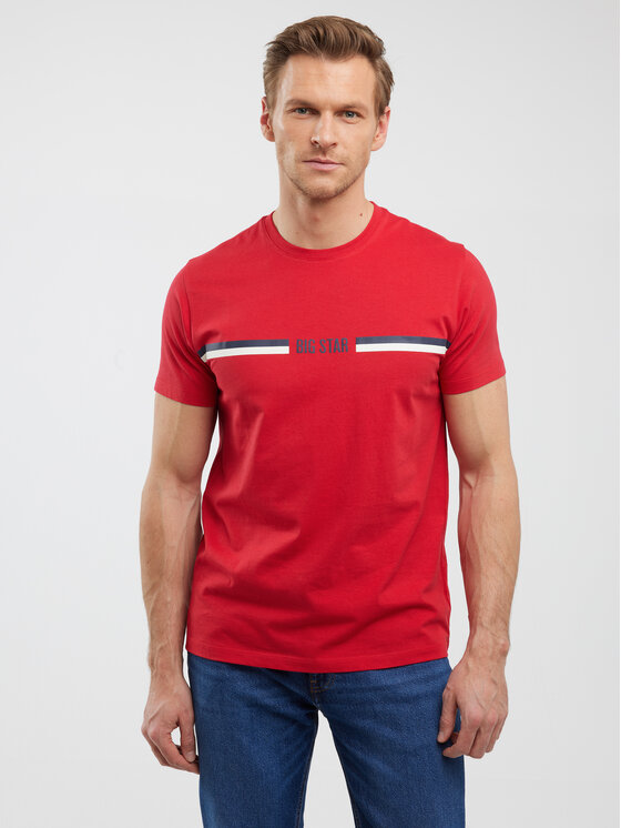 BIG STAR BIG STAR T-Shirt LEXOR Czerwony Basic Fit