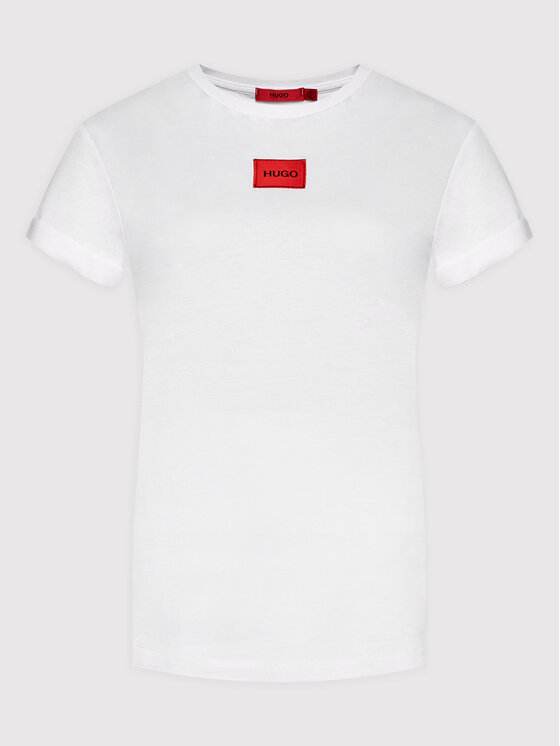 HUGO Hugo T-Shirt Logo Label 50456008 Biały Regular Fit