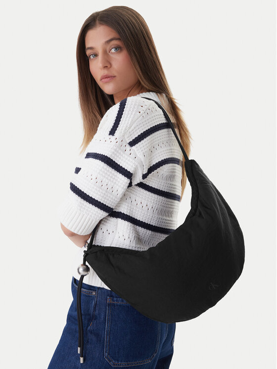 Calvin Klein Calvin Klein Дамска чанта Nylon Cord Small Hobo Bag LV04F3382G Черен