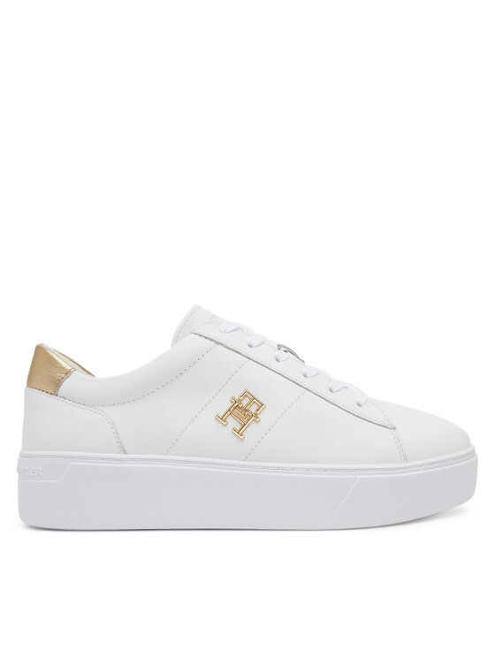 Damskie Sneakersy Tommy Hilfiger, Rozmiar 42, Białe, Platform Court Sneaker Metallics FW0FW08648