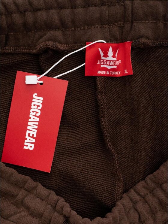 Jigga Wear Jigga Wear Szorty materiałowe Krótkie spodenki dresowe na lato 131842 Brązowy Regular Fit
