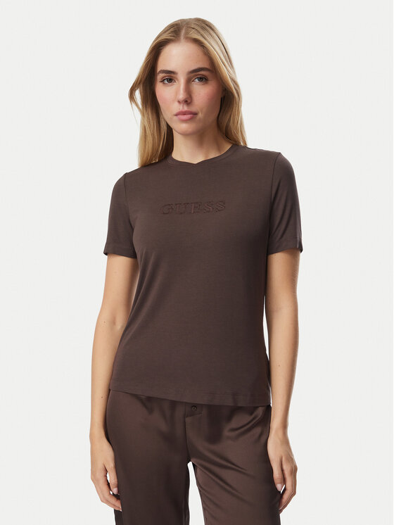 Guess Guess Тениска на пижама O6GI00 KBF92 Кафяв Regular Fit