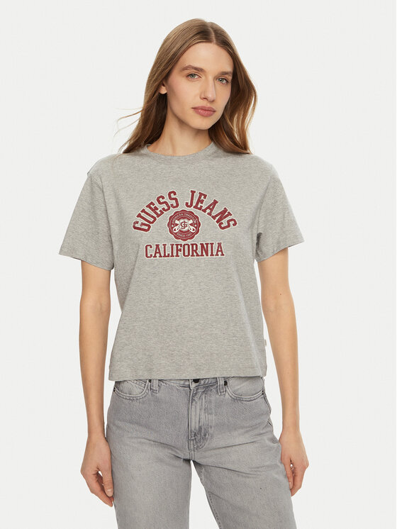 Guess Damski T-Shirt, rozmiar L, Szary, W5RI43 K8HM0