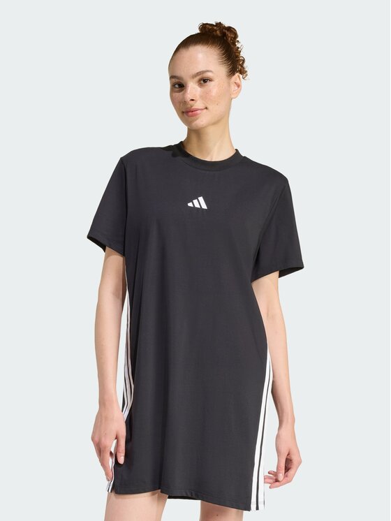 adidas adidas Sukienka codzienna ESSENTIALS 3-STRIPES TEE Czarny Loose Fit
