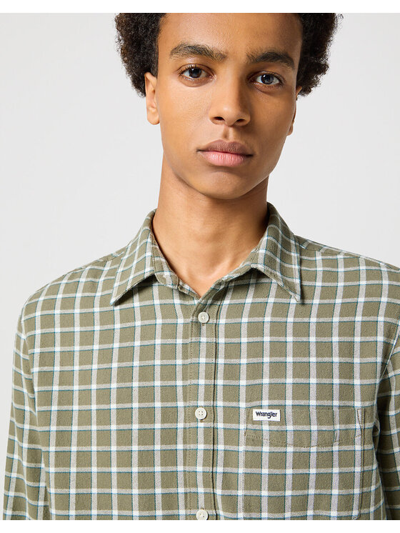 Wrangler Wrangler Koszula 1 PKT SHIRT Zielony Regular Fit