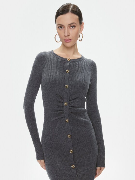 PINKO Pinko Sukienka dzianinowa Ermellino 101926 A15S Szary Slim Fit