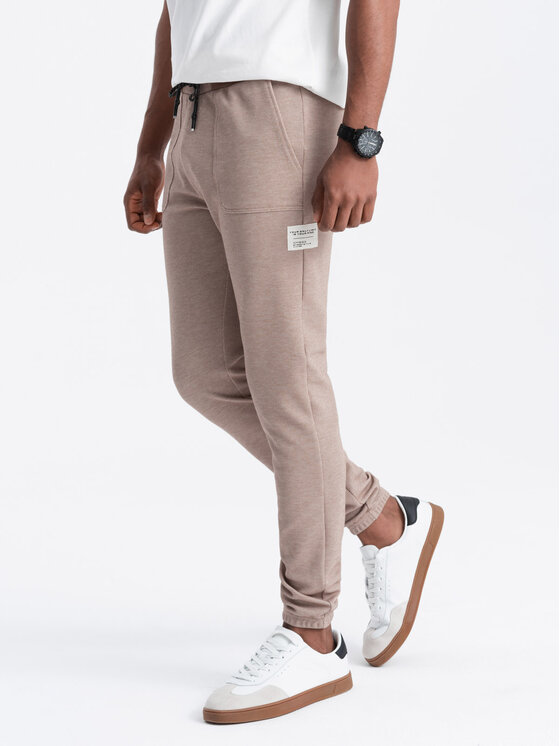 Ombre Ombre Spodnie dresowe OM-PASK-0211 Brązowy Regular Fit