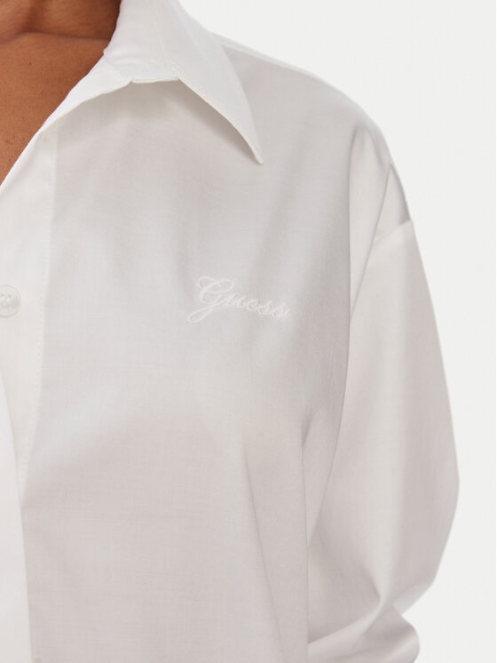 Guess Guess Cămașă W6RH57 WAF10 Alb Oversize