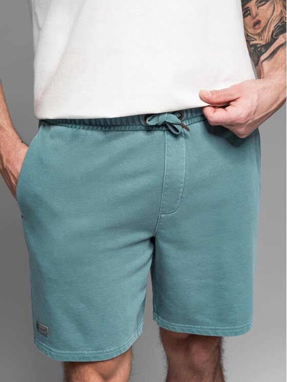 Ombre Ombre Šortky z materiálu OM-SRWS-0122 Tyrkysová Relaxed Fit