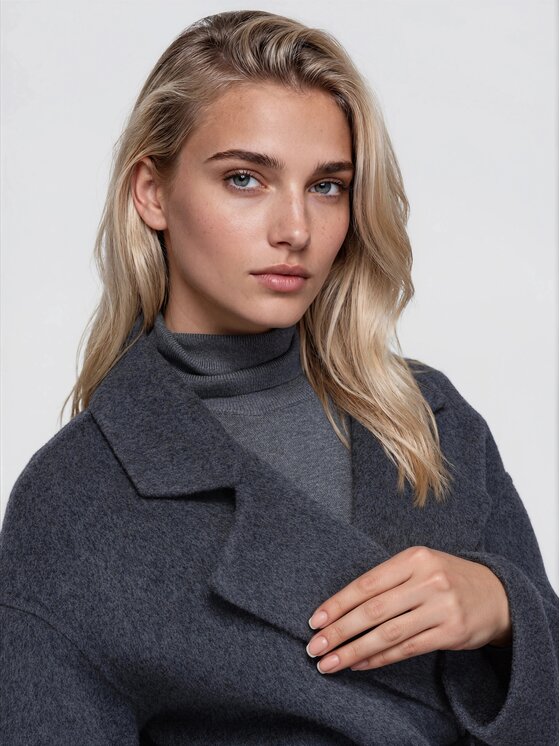 Ombre Ombre Kabát pro přechodné období OW-CT-E0031 Tmavě šedá Relaxed Fit