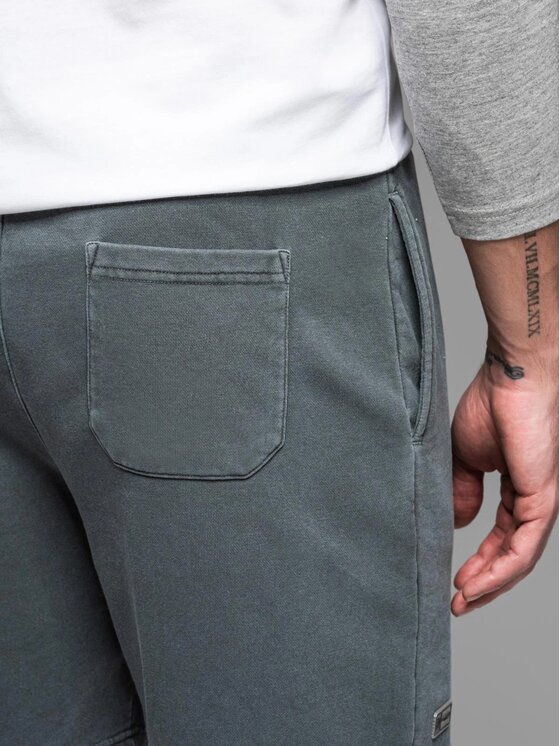 Ombre Ombre Šortky z materiálu OM-SRWS-0122 Šedá Relaxed Fit