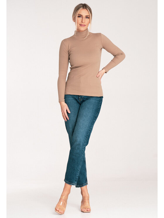 FIGL FIGL Bluzka M1058 Beżowy Fitted Fit