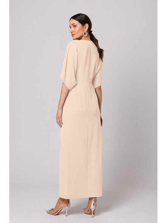 Makover Makover Sukienka codzienna K163 Écru Modern Fit
