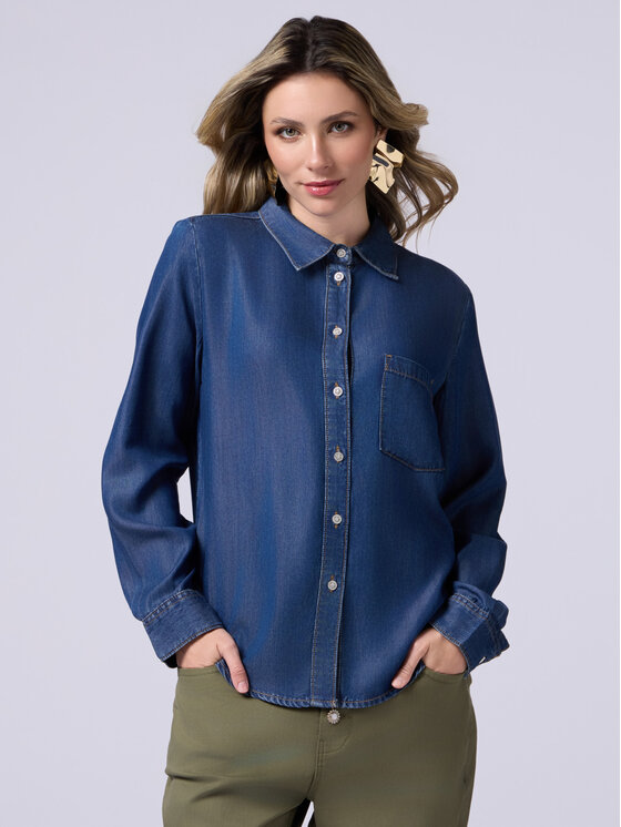 Oltre Oltre Koszula 5631R002866N034 Niebieski Regular Fit