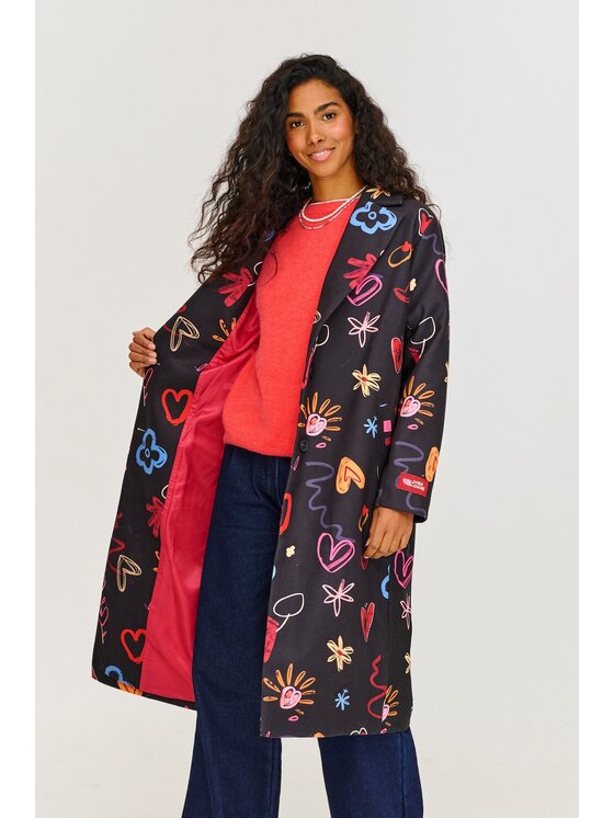NAOKO NAOKO Kabát Love Story Čierna Regular Fit