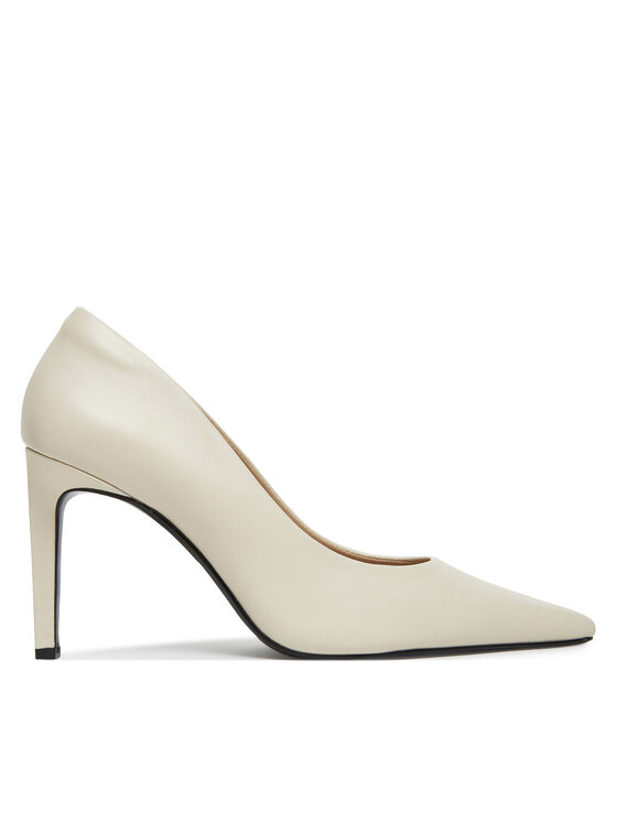 Pantofi cu toc subțire Calvin Klein Pump 90 Pointy Hw Bar Lth HW0HW02527 Bej