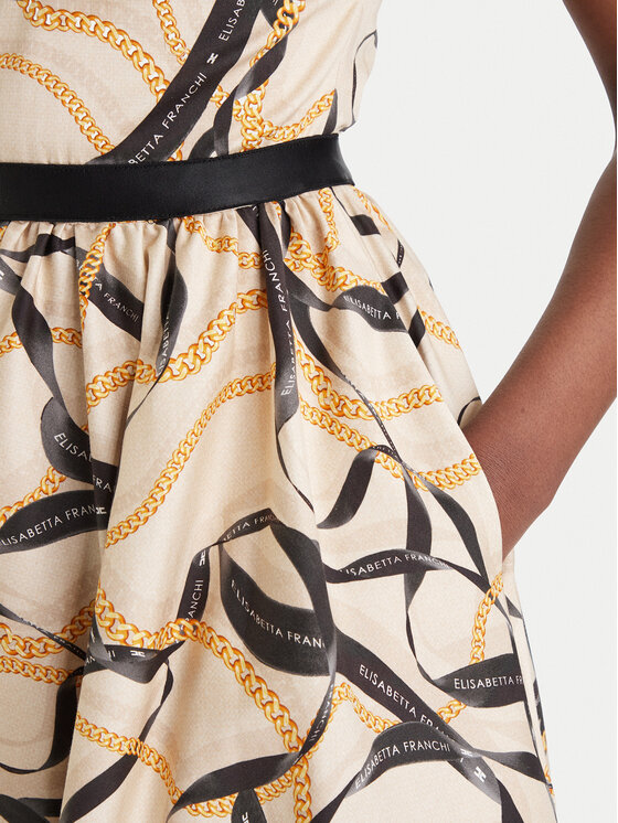 Elisabetta Franchi Elisabetta Franchi Cocktail obleka AB-910-61E2-V590 Bež Regular Fit