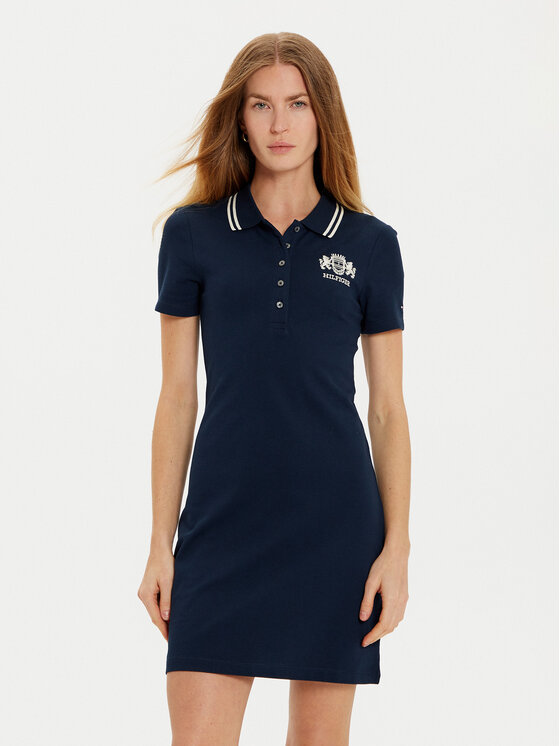 Tommy Hilfiger Tommy Hilfiger Vsakodnevna obleka Varsity WW0WW43841 Mornarsko modra Slim Fit