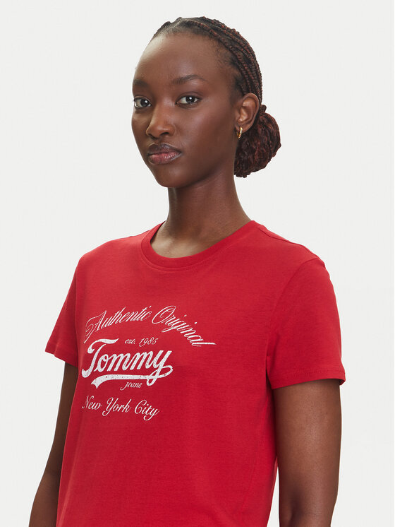 Tommy Jeans Tommy Jeans T-Shirt Essential DW0DW21404 Czerwony Regular Fit